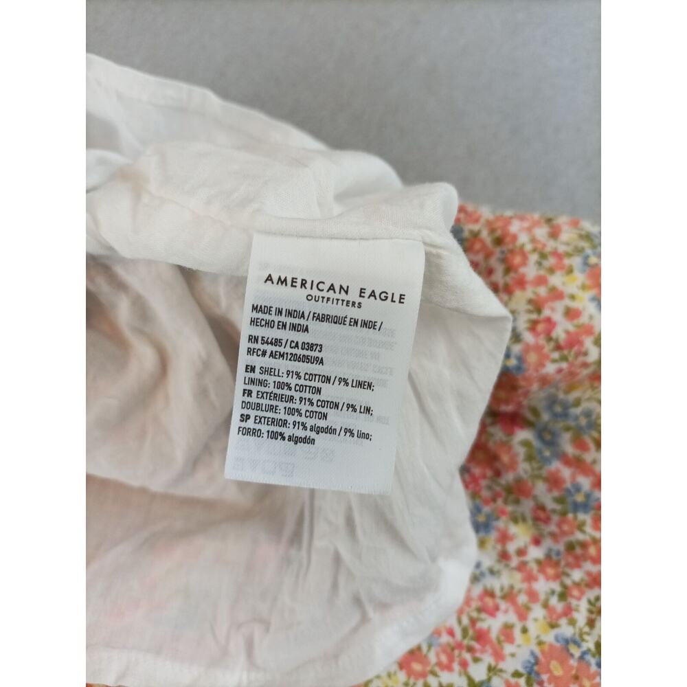 American Eagle White Orange Floral High Neck Mini Dress Size S - Picture 7 of 11